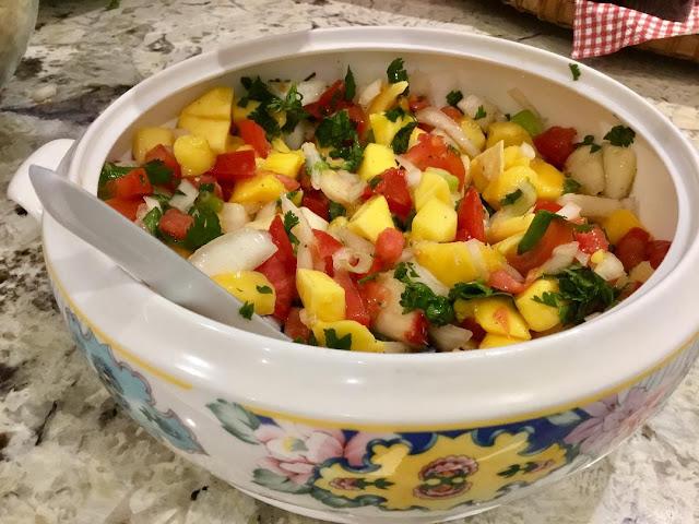 mango salsa GF and Vegan party appetizer - mango salsa