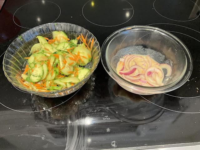 cucumber salad in a bowl