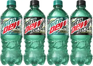 Bottles of Mountain Dew Baja Blast and Baja Blast Zero Sugar.
