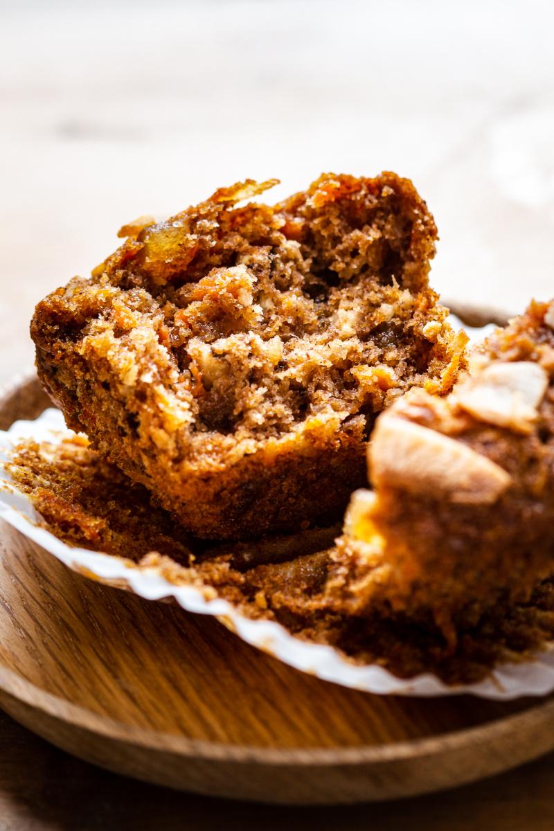 healthy carrot muffins inside