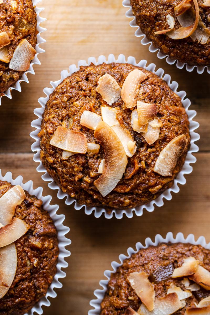 healthy carrot muffins top down