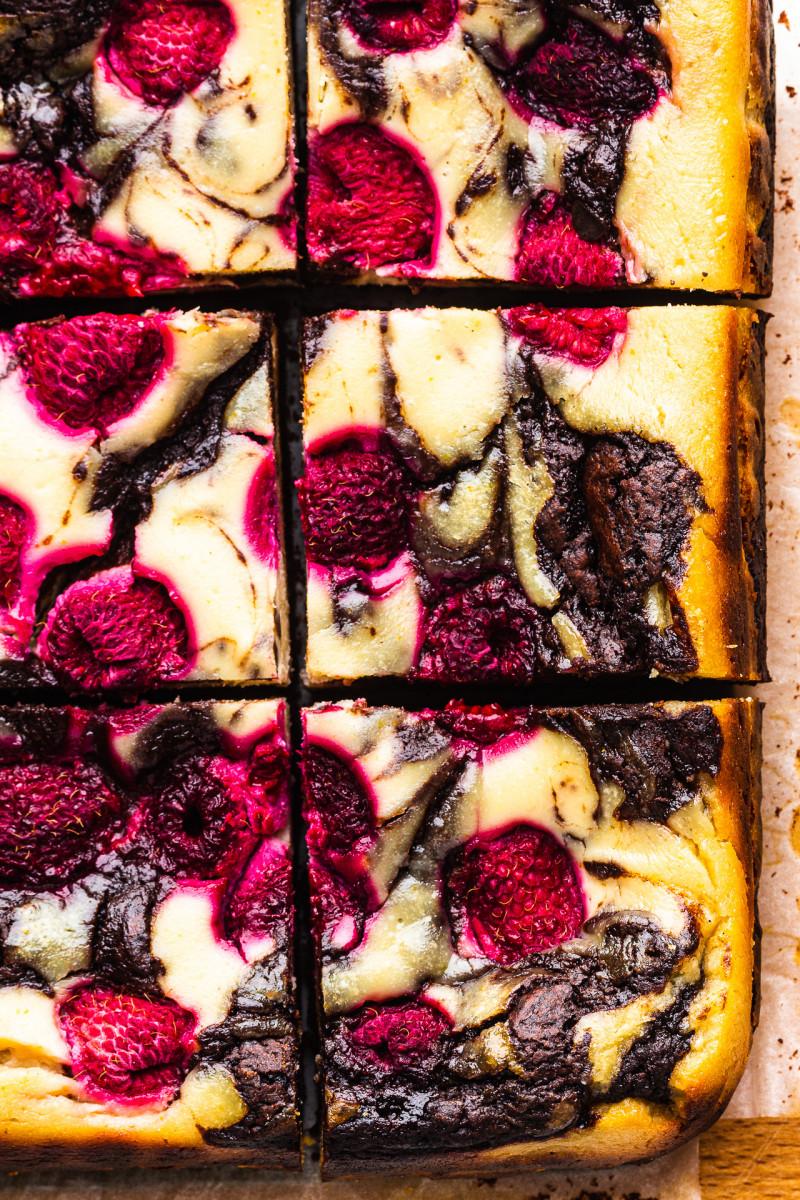 vegan cheesecake brownies closeup