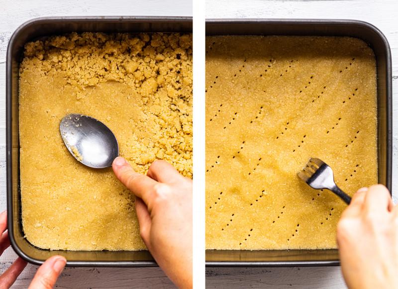 vegan mango cheesecake bars shortbread base