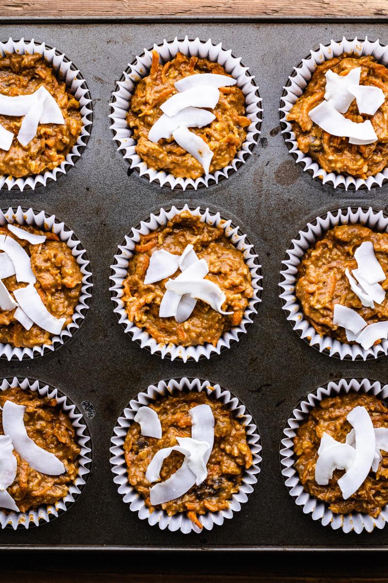healthy carrot muffins before baking