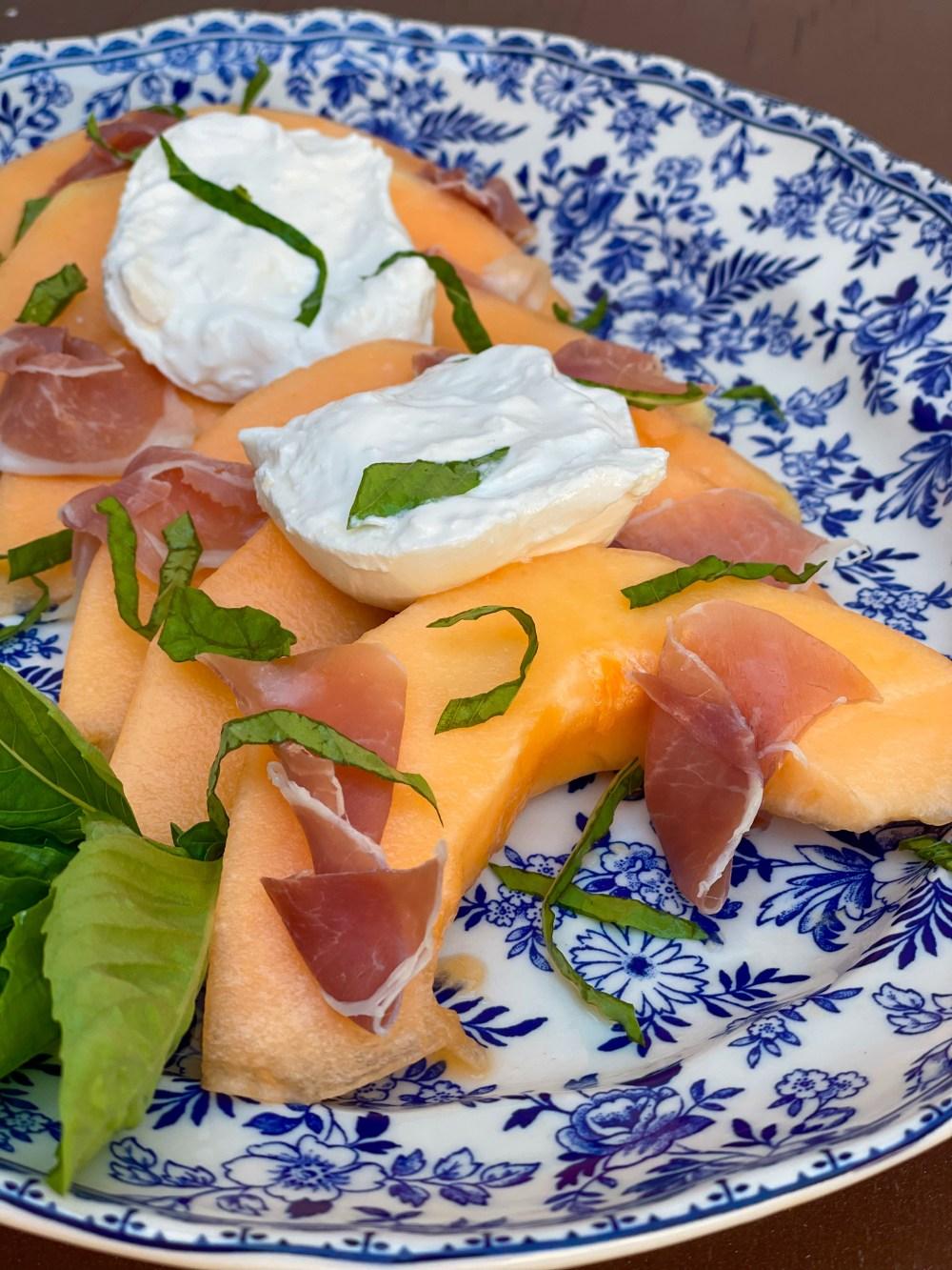 Cantaloupe with Prosciutto and Burrata