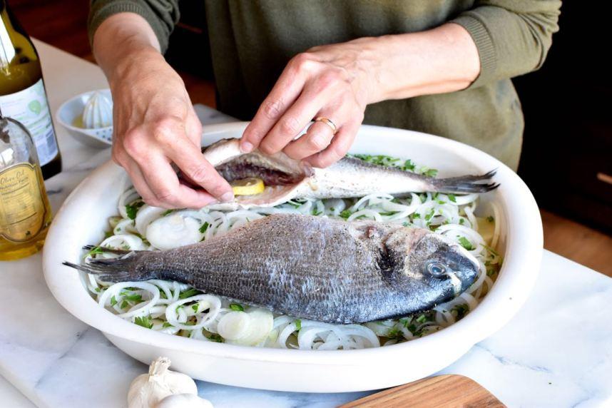 Baked sea bream, Mama Ía blog