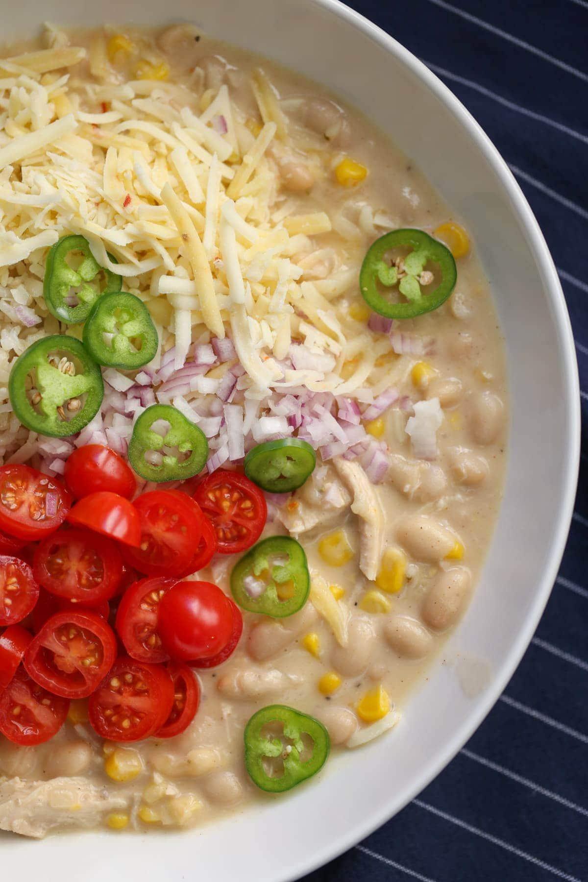 White Chicken Chili Close up of White Chicken Chili in a bowl