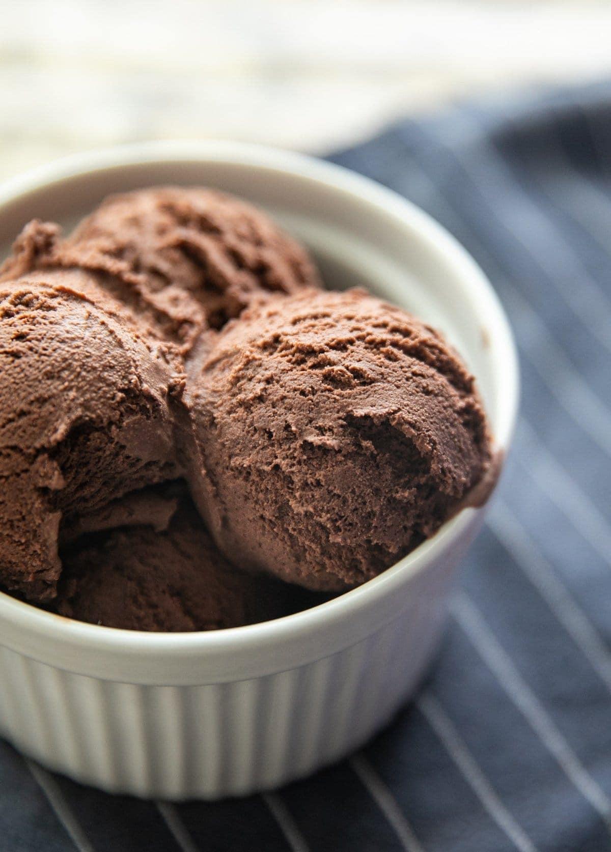 chocolate ice cream in a bowl