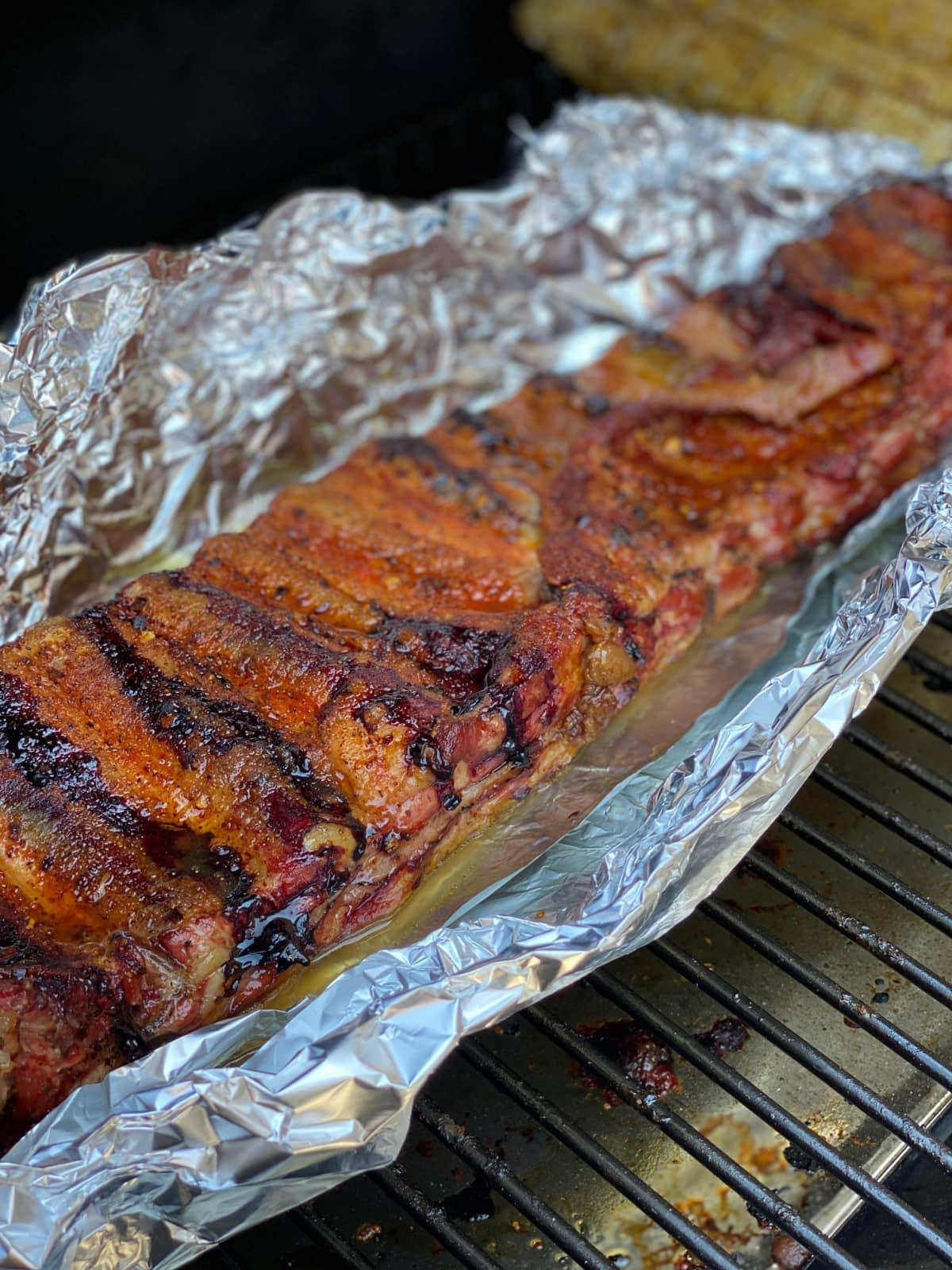 Smoked Ribs in Foil with Apple Juice