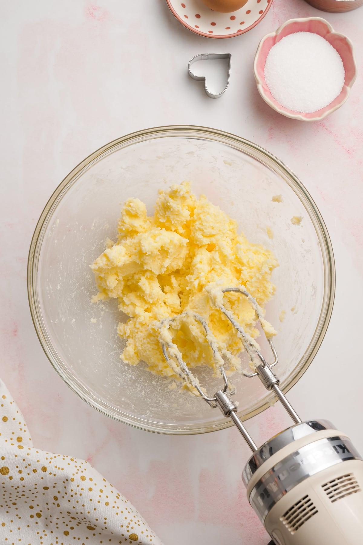 valentines day cookies 3 beaters mixing butter