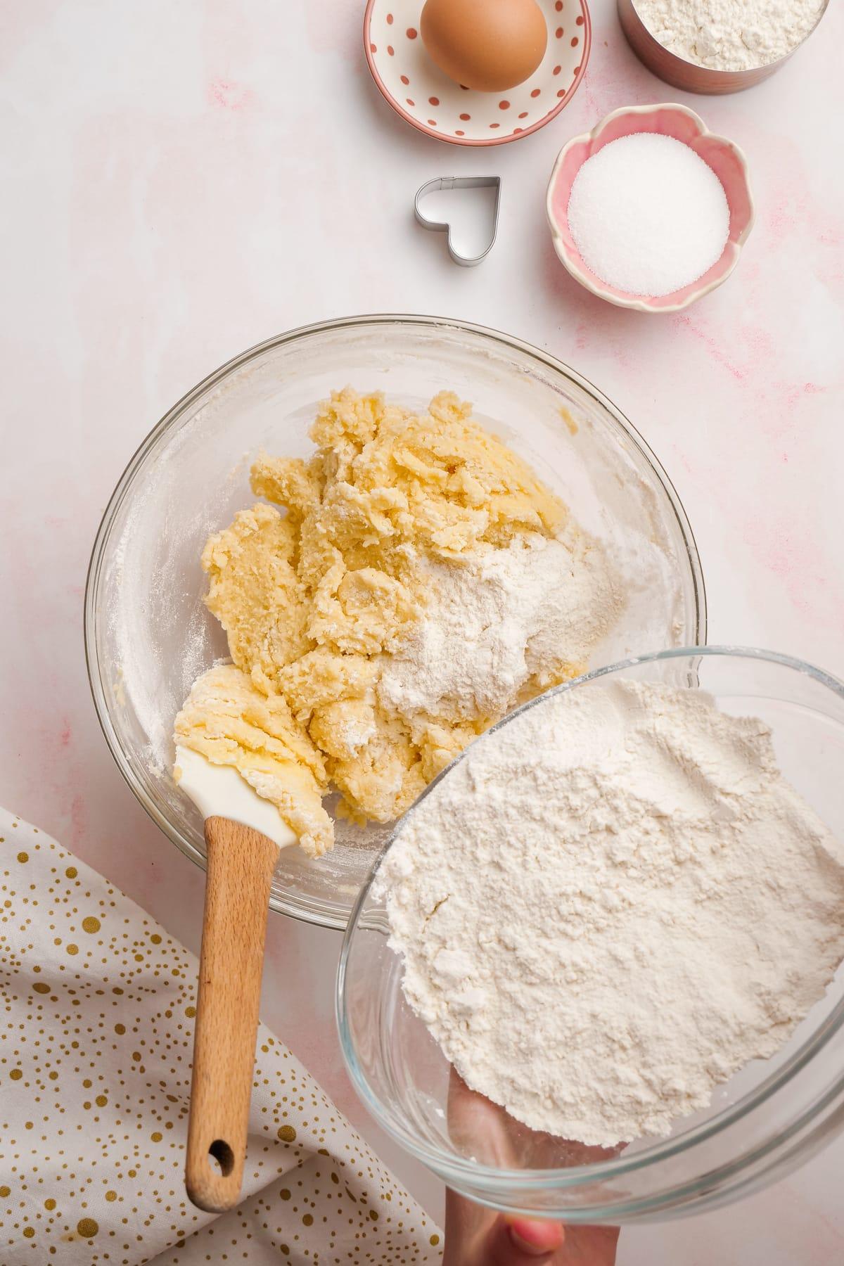 valentines day cookies 5 combining dry ingredients with creamed butter and sugar