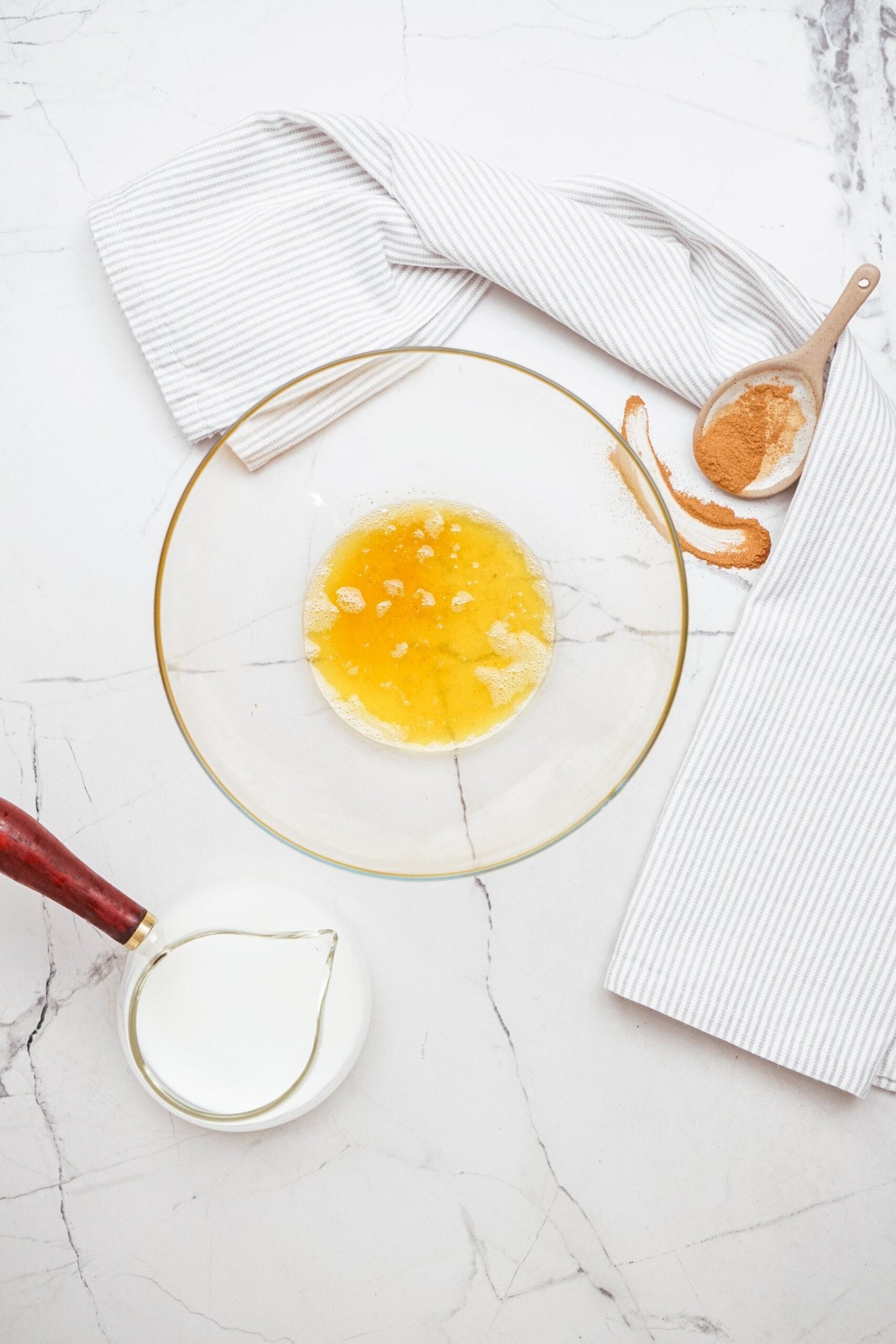 brown butter in a glass bowl