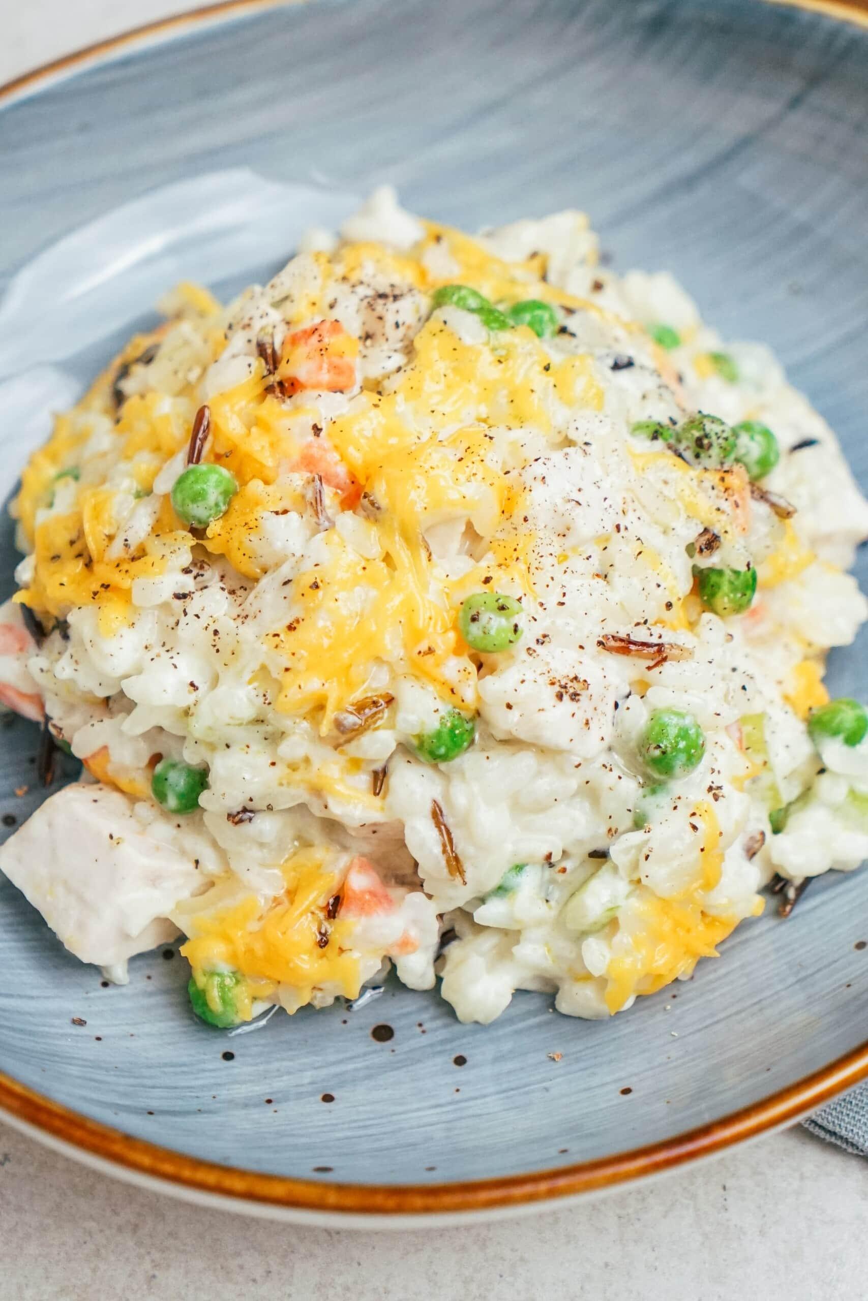 chicken wild rice casserole on a plate