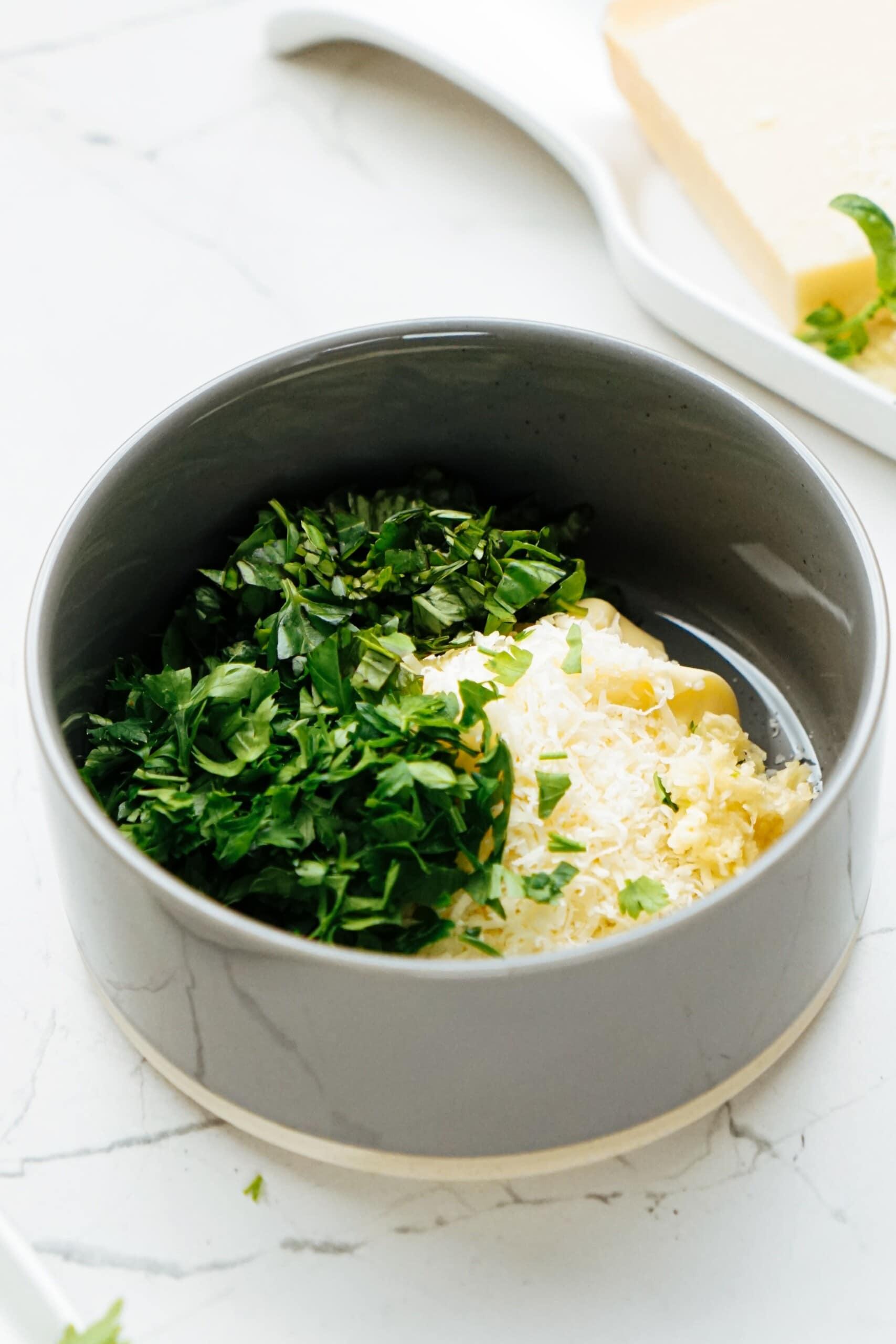 Parmesan herb mixture in a bowl