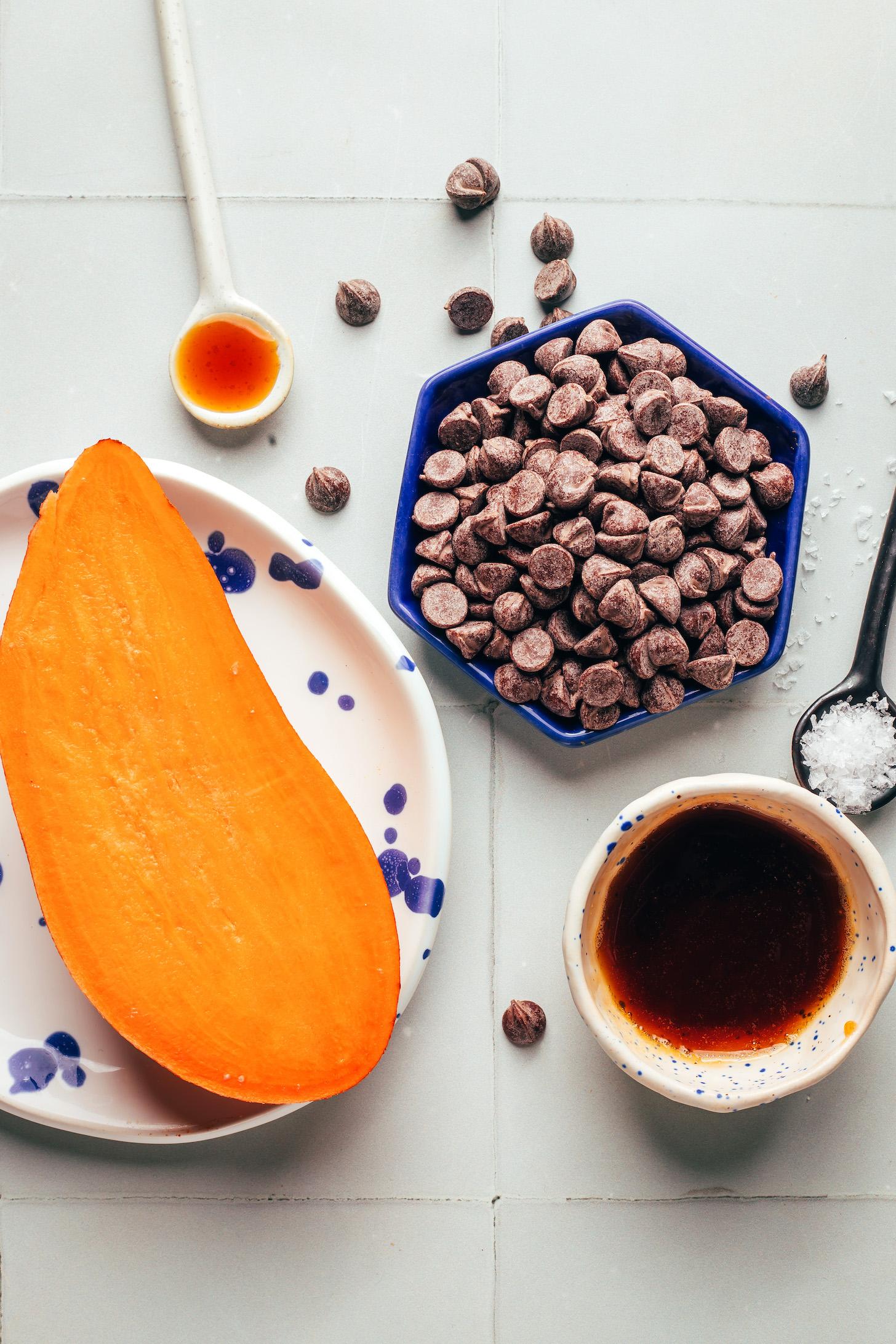 Sweet potato, vanilla, chocolate chips, sea salt, and maple syrup
