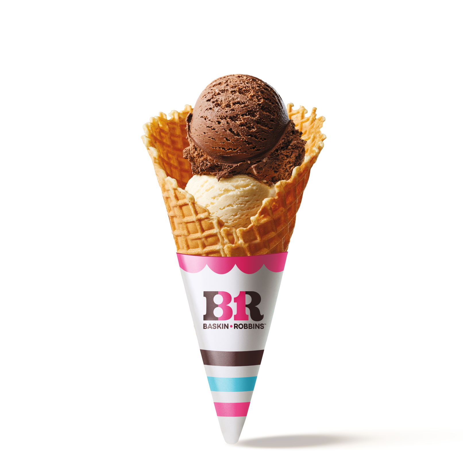 Digital PNG Presentation Size-Waffle Cone with Wrapper and Double Scoop