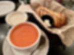 horseradish soup and sliced bread with butter