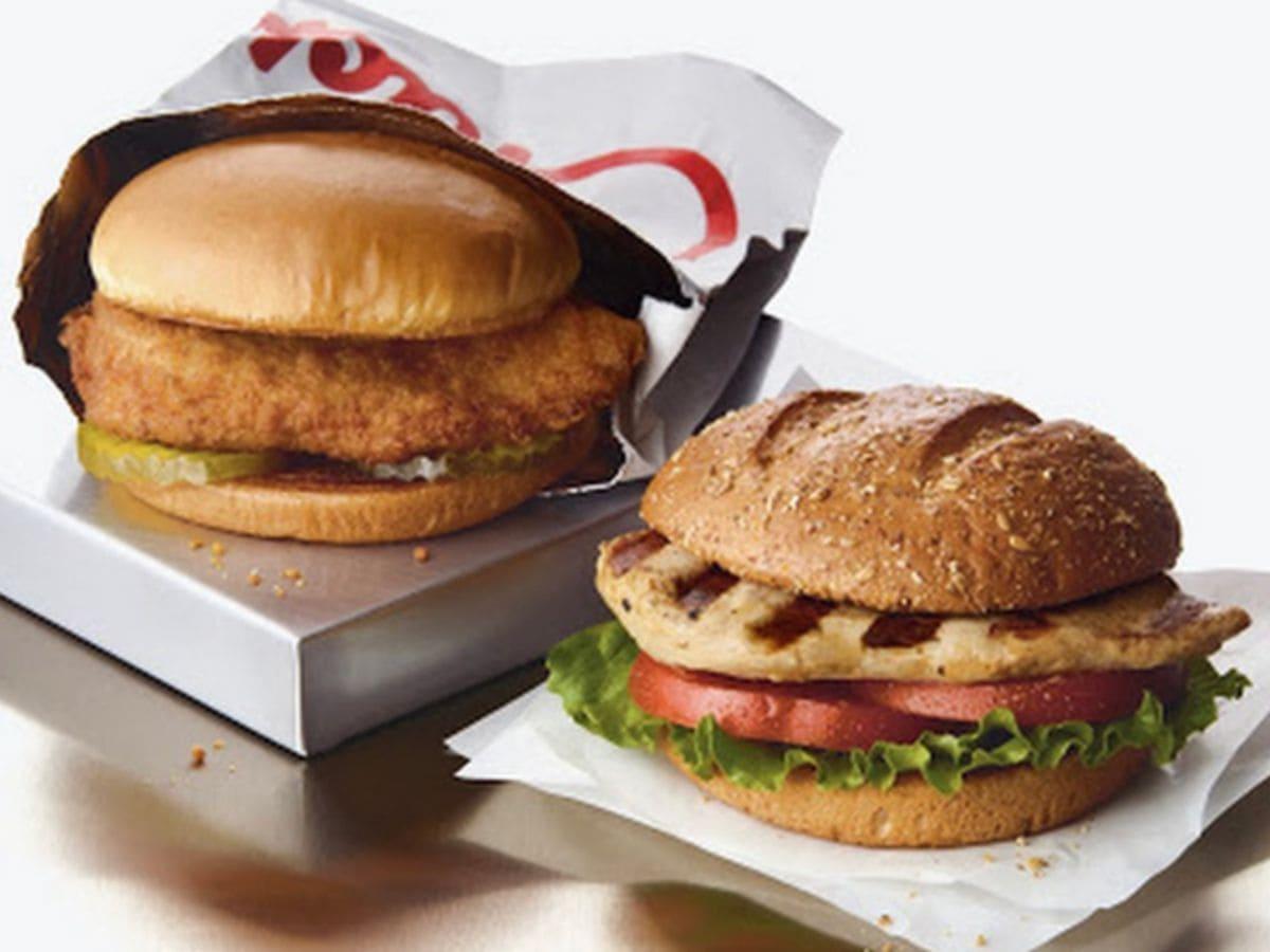 A high-protein chicken burger and sandwich in a box.