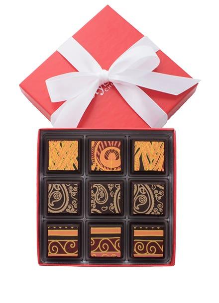 Delysia brand box of vegan chocolate truffles