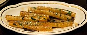 Black salsify with shaved truffles