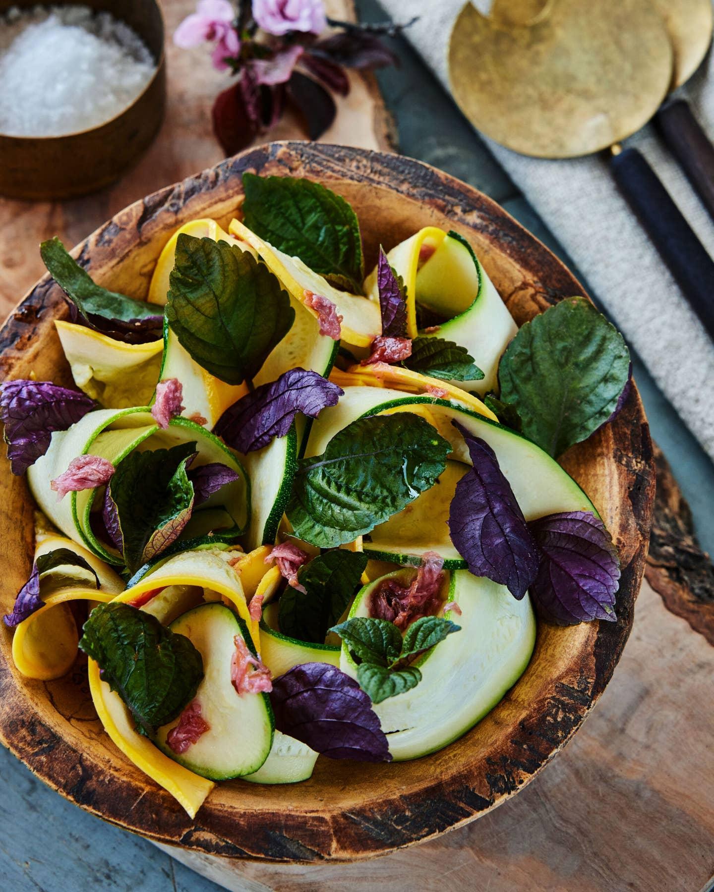 Summer Squash and Plum Salad With Cherry Blossom and Umeboshi Vinaigrette Summer Squash and Plum Salad With Cherry Blossom and Umeboshi Vinaigrette