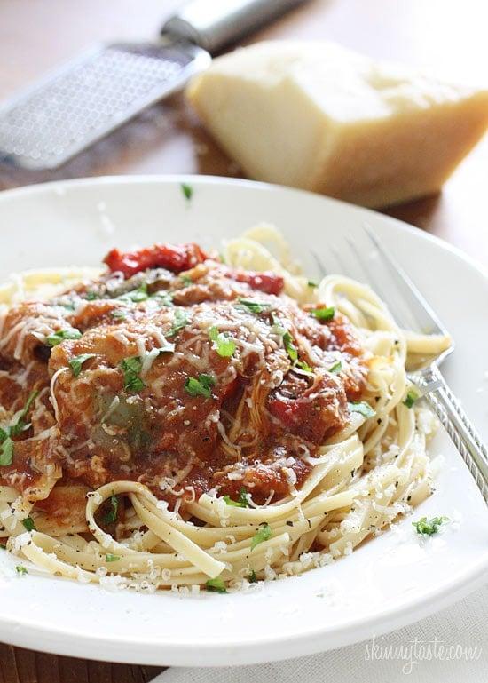 There is nothing better than the sweet aroma of bell peppers and tomatoes simmering slowly all day in this Chicken Cacciatore dish. Serve this over your favorite pasta, spaghetti squash, rice or polenta and enjoy!